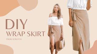 DIY Wrap skirt with leg slit from scratch - Autumn wardrobe