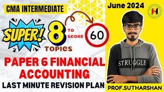 CMA Inter |Paper 6 Super 8 Concepts & Last Minute Revision Study Plan | June 2024 Exam| in English