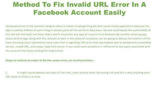 Method To Fix Invalid URL Error In A Facebook Account Easily