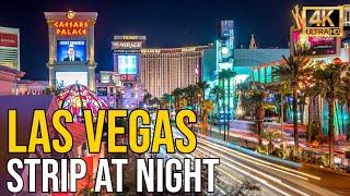 Las Vegas Strip at Night 2021 4k HDR - 1 Hour Virtual Walking Tour & Travel Guide