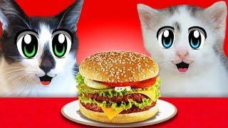 CONVENTIONAL FOOD VS SQUISHEES! CAT KID and CAT MURKA and Squishy Food VS REAL FOOD CHALLENGE! TOYS