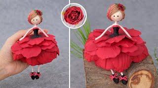 Милая кукла из цветка и проволоки  Очень простой способ