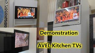 Demonstration the Entire Range of AVEL Kitchen TVs with Various Video and Sound