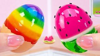 Watermelon Jelly Recipe Making Miniature Rainbow Jello Egg In Watermelon House  Mini Cakes Idea