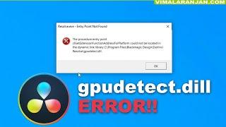 gpudetect.dill Davinci resolve Problem SOLVED! | Davinci resolve GPU driver related problem