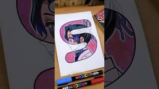 Drawing Shinobu Kocho  DEMON SLAYER || Stained Art  #shorts #drawing #demonslayer