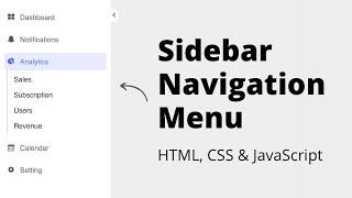 Create Sidebar Navigation with Sub Menu using HTML, CSS & JavaScript