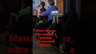 Мама медуза, папа медуза, ребенок негуденок, но прозрычный карапуз