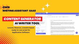 Own AI Writer, Content Generator, ChatGPT Clone | Writing Assistant Tools(SAAS)  | AI Writer Script