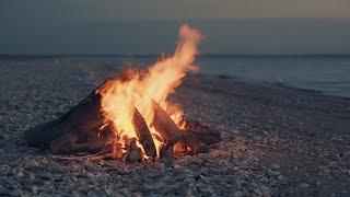 Campfire  Ocean Waves White Noise Burning Campfire Sounds