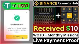 Received 10 USDT Reward || Binance Points to USDT || Word of the day Point || Monthly Missions