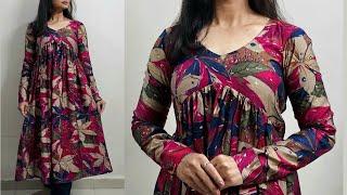 Trendy V Yoke Kurti Design Cutting And Stitching | Designer kurti cutting And stitching