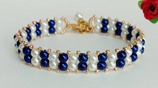 Simple beaded bracelet || how to make simple bracelet at home || easy bracelet making tutorial