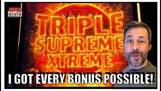 I SCORED EVERY BONUS POSSIBLE on the NEW TRIPLE SUPREME XTREME SLOT MACHINE!