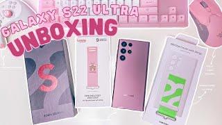 Galaxy S22 Ultra Burgundy | aesthetic asmr unboxing + Silicone case with Strap 