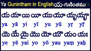 Ya Gunintham in English | How to write ya gunintham |య గుణింతం | Learn telugu #guninthalu in English