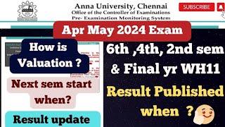 Anna University Apr May 2024 Result |2nd ,4th,6th sem, final year WH11 ,PG Result publish when ?