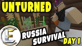 NEW BASE | Unturned Russia Survival (Day 1) - Base Build and Growing Food