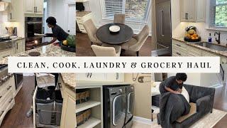 CLEAN & COOK WITH ME| LAUNDRY MOTIVATION | LARGE GROCERY HAUL #cleanwithme