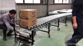 Telescopic Motorized Roller Conveyor for loading unloading cartons from containers