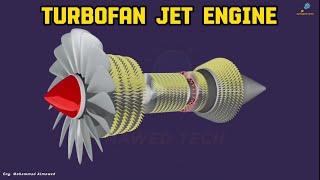 كيف يعمل محرك الطائرة النفاثة بالتفصيل بالرسم التوضيحي // Turbofan Jet Engine 3D@almaw3d