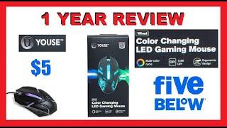 1 Year REVIEW of U YOUSE Color Changing LED light Gaming Mouse $5 Five Below