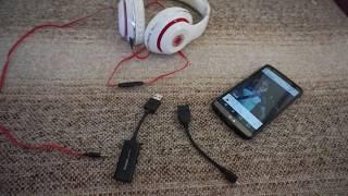 Headset connected to Smartphone through USB sound card & OTG cable