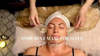 ASMR Spa facial for Relaxation and Sleep | Soft Spoken Video with LED Facial Cleanser & Ice Globes.