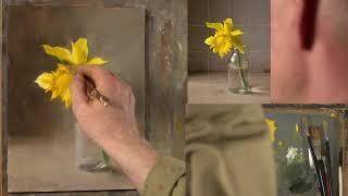 Thursday Stream Paintalong: Daffodil in as glass Jar