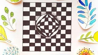 Easy Optical Illusion Art - Op Art Sphere Drawing Tutorial \ Zentangle Pattern