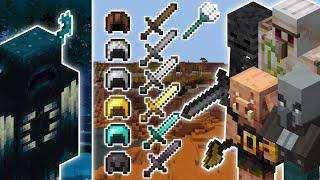 WARDEN VS ALL ARMOURED AND SWORD-WIELDING STRONG MOBS (+TRIDENT) | MINECRAFT