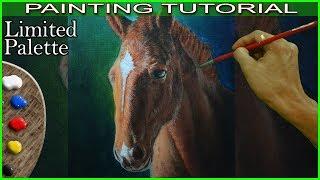 Acrylic Portrait Painting Tutorial of a Brown Horse for beginners by JM Lisondra