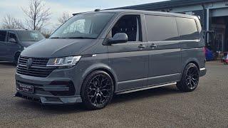 panel van... vw transporter t6.1 modified Lowered alloys splitter sidebars spoiler leather