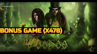 Big win in online casino. Slot "VooDoo" bonus game (x478)