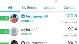 FanDuel Single entry Showdown takedown!!!! Winning lineup