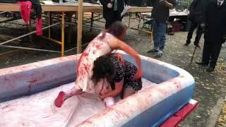 Fake Blood wrestling at Halloween show in Tompkins!