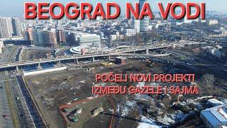 Beograd na vodi krenuli novi projekti između Gazele i Sajma,ograđena 2 prostora,pogled na radove