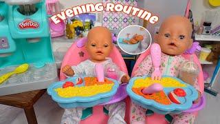 Baby Born dolls Evening Routine feeding and changing baby dolls