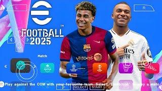 Download eFootball PES 2025 PPSSPP English version, update new kits 24/25 and new transfers