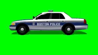 Boston Police Car drive animation - green screen - free use