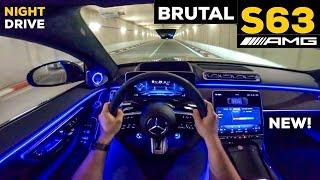 2024 MERCEDES AMG S63 800hp BRUTAL Sedan NEW V8 Sound NIGHT POV DRIVE Review