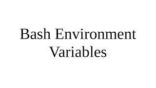 Linux Bash Environment Variables