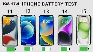 iPhone 15 vs 14 vs 13 vs 12 vs 11 Battery Test | iOS 17.4 BATTERY TEST