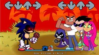 FNF Sonic.EXE 2.0 Update FULL WEEK VS Teen Titans Go Sings Chasing (Sonic VS Cyborg V2) | FNF Mods.