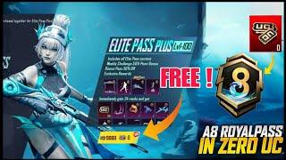OMG  A8 Royal Pass In Zero Uc | How To Get Free A8 Royal Pass In  Bgmi  | Free 360 Uc In Bgmi