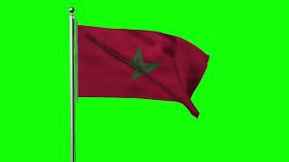 Green screen Footage | Morocco Waving Flag Green Screen Animation | Royalty-Free