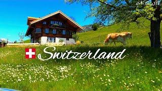 Schweiz 4K Dorf Zweisimmen - Region Gstaad | Autofahren im Frühsommer | Echtes 4K-UHD-Video