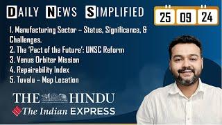 The Hindu & The Indian Express Analysis | 25 September 2024 | Daily Current Affairs | DNS | UPSC CSE