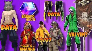 AMANHÃ! EVENTO GRÁTIS, BANDEIRAO, INOSUKE DATA, CALÇA ANGELICAL, LOJA MISTERIOSA, NOVIDADES FREEFIRE