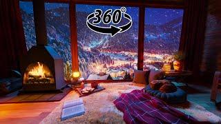 Cozy Winter Ambience for Reading with a Fireplace, Snowfall and Blizzard Sounds